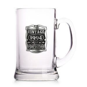 30th Birthday or Anniversary Gift 1994 Vintage Years Glass Pewter Beer Mug Tankard