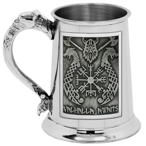 1pt* Pewter Tankard with Viking Valhalla Design and Nordic Handle