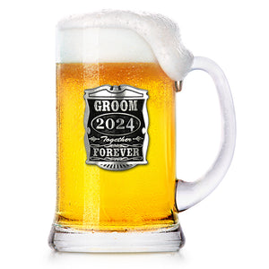 1 Pint Wedding Groom Glass Beer Mug Tankard 2024