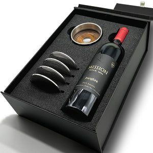 Luxury Wine Gift Set Includes Bottle, 4 Pewter Coasters & Pewter Wine Bottle Coaster