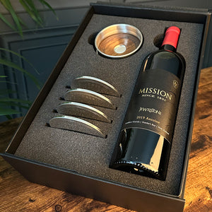 Luxury Wine Gift Set Includes Bottle, 4 Pewter Coasters & Pewter Wine Bottle Coaster