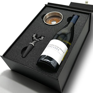 Luxury Wine Gift Set Includes Bottle, Bottle Stopper & Pewter Wine Bottle Coaster