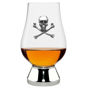 The Glencairn Whisky Glass With Pewter Base and Skull and Crossbones 200ml