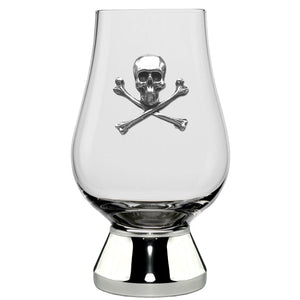The Glencairn Whisky Glass With Pewter Base and Skull and Crossbones 200ml