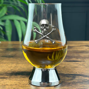 The Glencairn Whisky Glass With Pewter Base and Skull and Crossbones 200ml