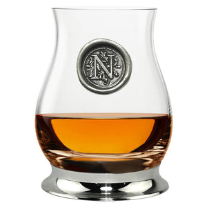 The Glencairn Whisky Mixer Glass with Pewter Monogram Initial 350ml