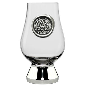 The Glencairn Whisky Glass with Pewter Monogram Initial 200ml