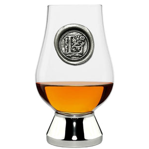 The Glencairn Whisky Glass with Pewter Monogram Initial 200ml