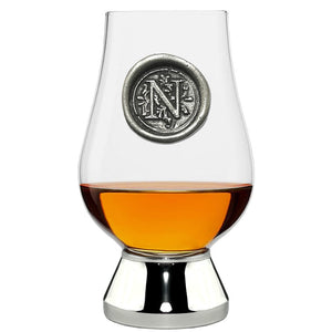 The Glencairn Whisky Glass with Pewter Monogram Initial 200ml