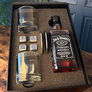 Luxury Whisky Gift Set Includes Bottle, 11oz Whisky Tumblers, 2 Pewter Coasters & Whisky Stones Set