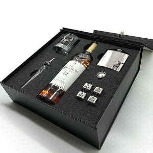 Luxury Whisky Gift Set Includes Bottle, Stainless Steel Hipflask with Funnel, Set Of Whisky Stones, Whisky Pipette & 11oz Whisky Tumbler