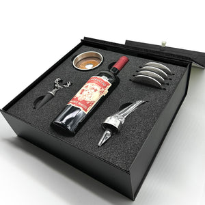 Luxury Wine Gift Set Includes Bottle, Wine Aerator, Pewter Wine Bottle Coasters, 4 Pewter Coasters & Stag Wine Bottle Stopper