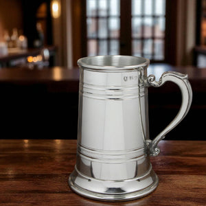 1 Pint* Extra Heavy Pewter Beer Mug Tankard with Vintage Handle