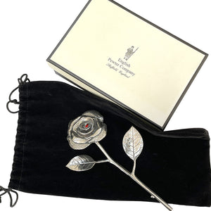 40th Ruby Wedding Anniversary Everlasting Forever Pewter Rose With Swarovski Heart Crystal Keepsake Gift