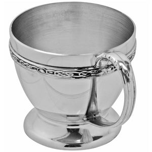 Tazza da battesimo per bambini in peltro con disegno celtico
