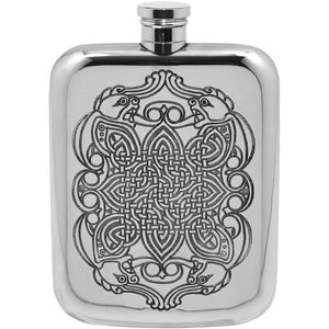 Flasque de poche 6 oz en étain avec motif celtique complexe