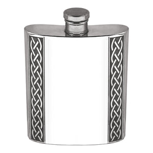 6oz Pewter Hip Flask With Embossed Celtic Design