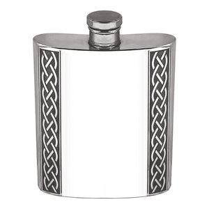 6oz Pewter Hip Flask With Embossed Celtic Design
