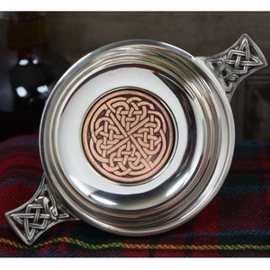 3.5 Inch Pewter Quaich Bowl with Rose Copper Badge