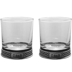 Personalised 11oz Celtic Pewter Whisky Glass Tumbler Set of 2