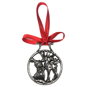 Snowman and Rudolph Christmas Tree Pewter Ornament Bauble Decoration