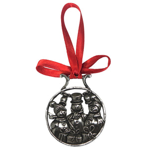 Snowman and Friends Christmas Tree Pewter Ornament Bauble Decoration