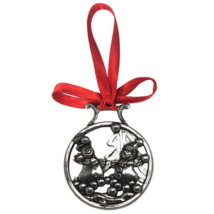Snowman and Snowballs Christmas Tree Pewter Ornament Bauble Decoration