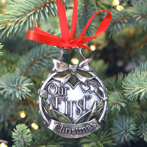 Our First Christmas Tree Pewter Ornament Bauble Decoration