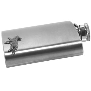 6oz Stainless Steel Hip Flask With Pewter Fox Emblem