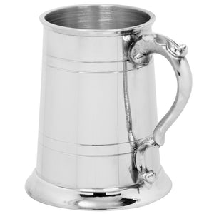 1 Pint* Pewter Beer Mug Tankard With Intricate Curved Handle