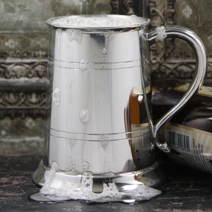 1 Pint Pewter Beer Mug Tankard con manico in stile cigno