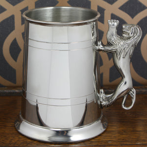 1 Pint* Pewter Beer Mug Tankard With Scottish Rampant Lion Handle