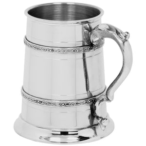 1 Pint Zinn Bierkrug Tankard mit komplizierten keltischen Bands