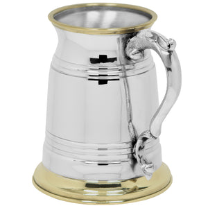 1 Pint* Pewter and Brass Traditional Beer Mug Tankard