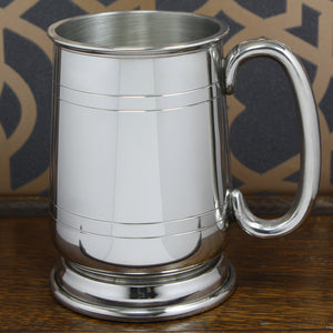 1 Pint* Pewter Beer Mug Tankard With Curved Handle