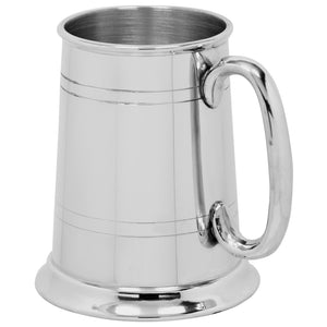 1 Pint* Classic Pewter Beer Mug Tankard With Curved Handle