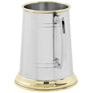1 Pint* Pewter and Brass Traditional Beer Mug Tankard