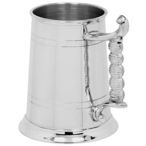 1 Pint* Classic Pewter Beer Mug Tankard With Rope Handle
