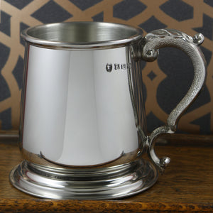 1 Pint* Heavy Style Pewter Beer Mug Tankard with Intricate Handle