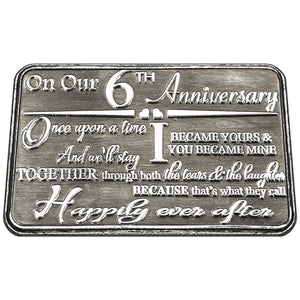 6th Sixth Anniversary Sentimental Metal Wallet or Purse Keepsake Card Gift - Cute Gift Set From Husband Wife Boyfriend Girlfriend Partner