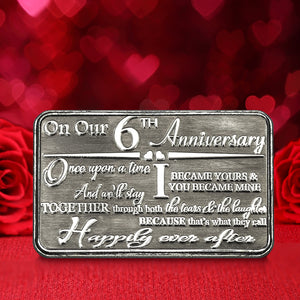 6th Sixth Anniversary Sentimental Metal Wallet or Purse Keepsake Card Gift - Cute Gift Set From Husband Wife Boyfriend Girlfriend Partner