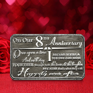 8th Eighth Anniversary Sentimental Metal Wallet or Purse Keepsake Card Gift - Cute Gift Set From Husband Wife Boyfriend Girlfriend Partner