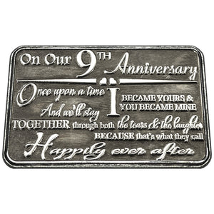 9th Ninth Anniversary Sentimental Metal Wallet or Purse Keepsake Card Gift - Cute Gift Set From Husband Wife Boyfriend Girlfriend Partner
