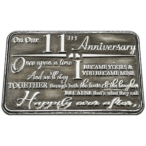 11th Eleventh Anniversary Sentimental Metal Wallet or Purse Keepsake Card Gift - Cute Gift Set From Husband Wife Boyfriend Girlfriend Partner