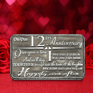 12th Twelfth Anniversary Sentimental Metal Wallet or Purse Keepsake Card Gift - Cute Gift Set From Husband Wife Boyfriend Girlfriend Partner