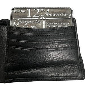 12th Twelfth Anniversary Sentimental Metal Wallet or Purse Keepsake Card Gift - Cute Gift Set From Husband Wife Boyfriend Girlfriend Partner