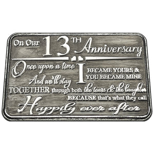 13th Thirteenth Anniversary Sentimental Metal Wallet or Purse Keepsake Card Gift - Cute Gift Set From Husband Wife Boyfriend Girlfriend Partner