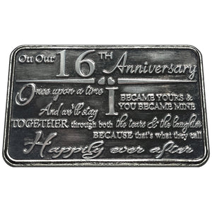 16th Sixteenth Anniversary Sentimental Metal Wallet or Purse Keepsake Card Gift - Cute Gift Set From Husband Wife Boyfriend Girlfriend Partner