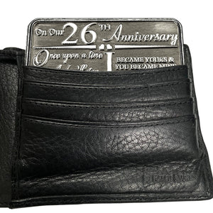 26th Twenty Sixth Anniversary Sentimental Metal Wallet or Purse Keepsake Card Gift - Cute Gift Set From Husband Wife Boyfriend Girlfriend Partner