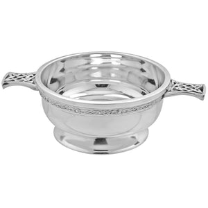 3,5 Zoll Celtic Knot Griff Zinn Quaich Schüssel mit schottischen Rampant Lion Abzeichen